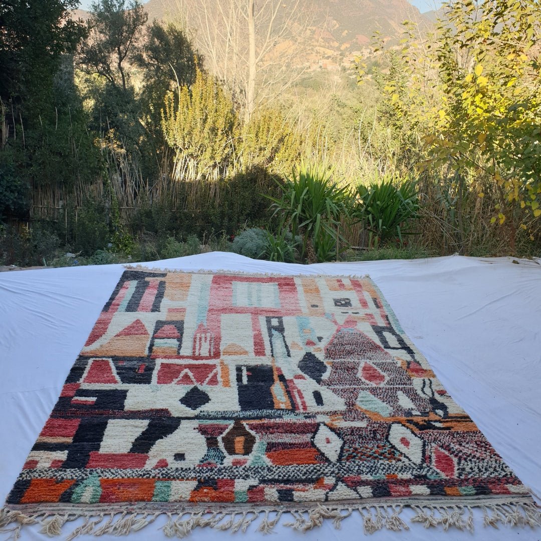 Bakhra | MOROCCAN RUG BOUJAD | Moroccan Berber Rug | Colorful Rug Moroccan Carpet | Authentic Handmade Berber Living room Rugs | 12'76x9'81 Ft | 389x299 cm - OunizZ