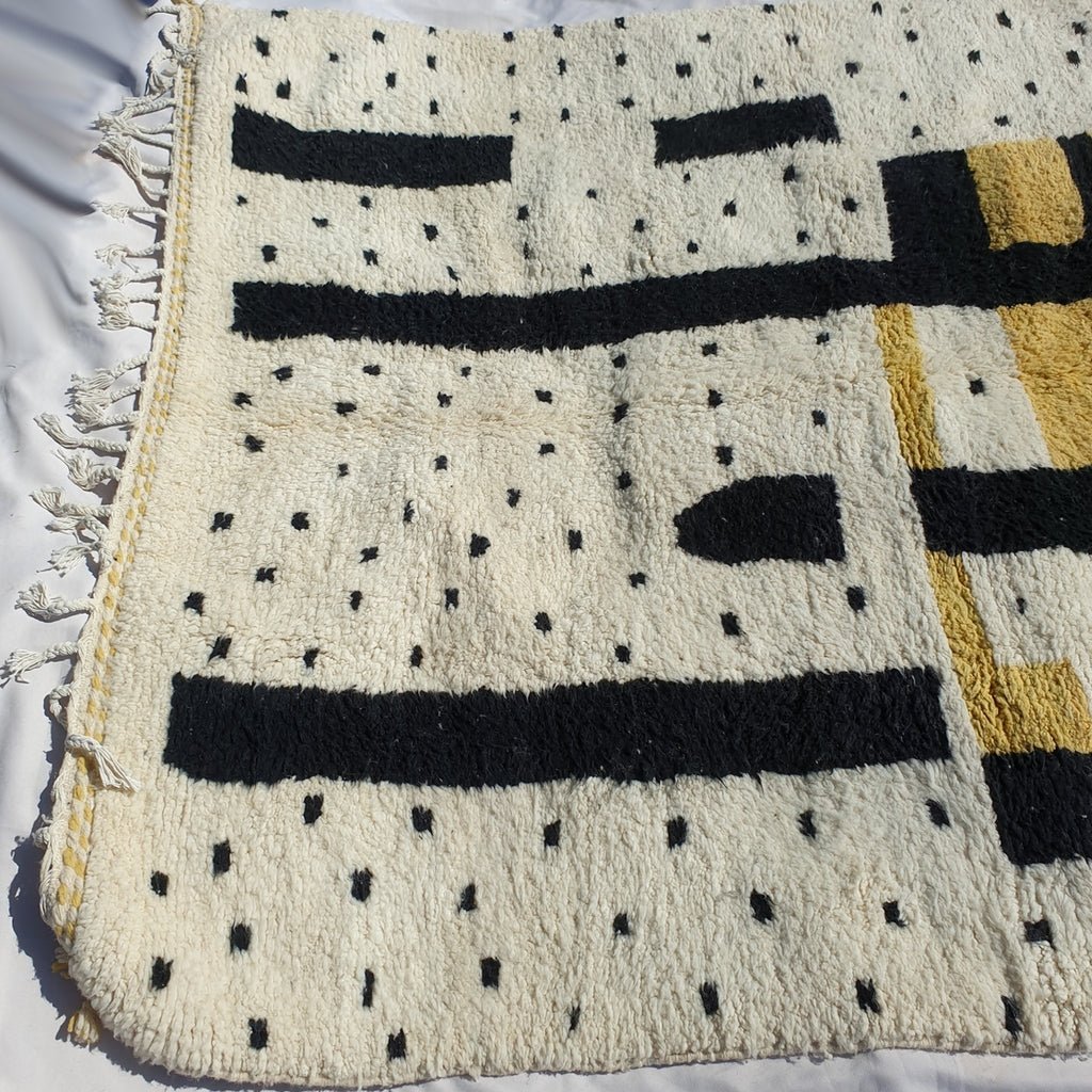 BENI OUARAIN RUG Soft & Thick Colorful Living Room Carpet | Moroccan High Pile Area Rug Berber Authentic Wool | 8'4x7'1 Ft | 2,57x2,16 m | Michiga - OunizZ