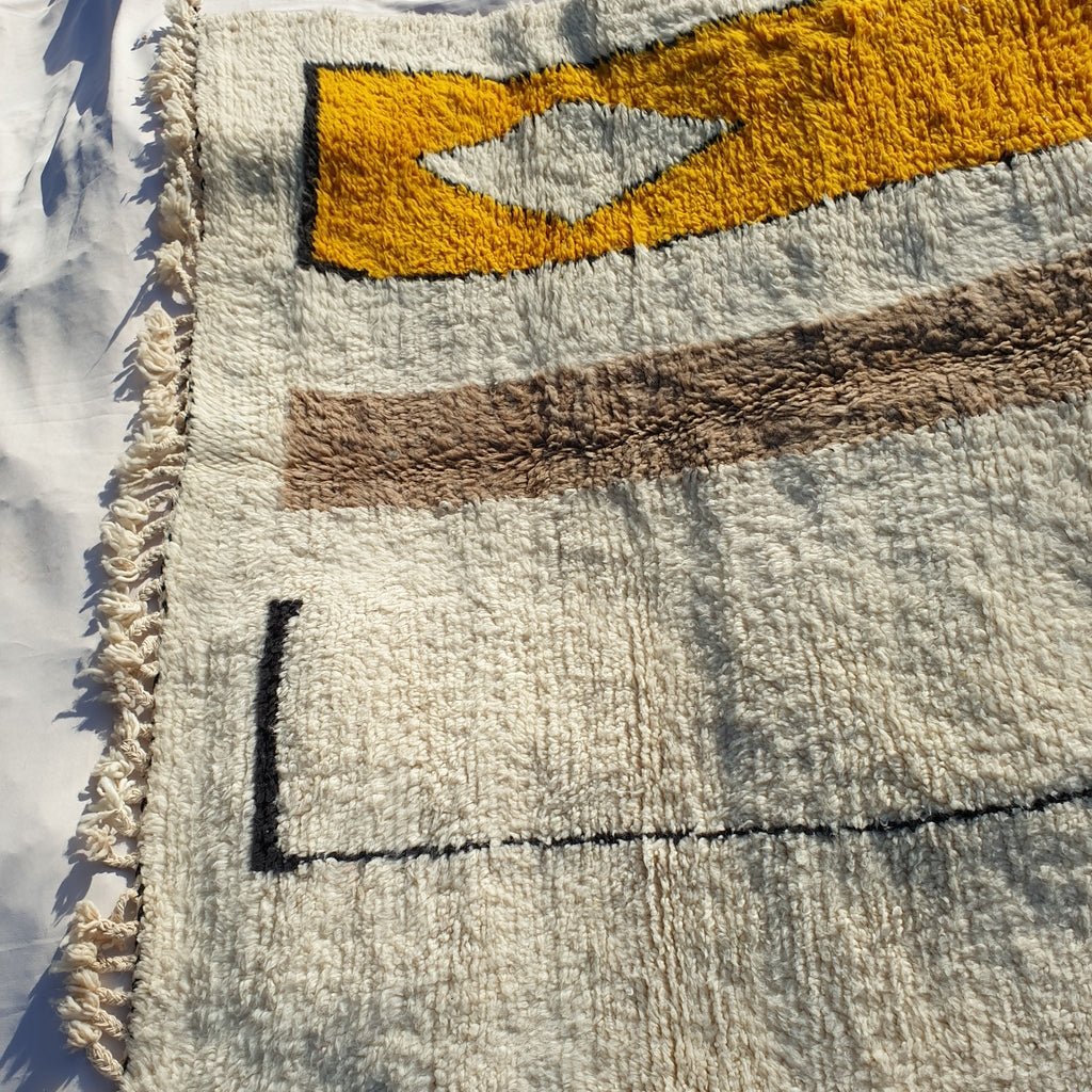 BENI OUARAIN RUG Soft & Thick Colorful Living Room Carpet | Moroccan High Pile Area Rug Berber Authentic Wool | 9'7x6'6 Ft | 3x2 m | Kanya - OunizZ