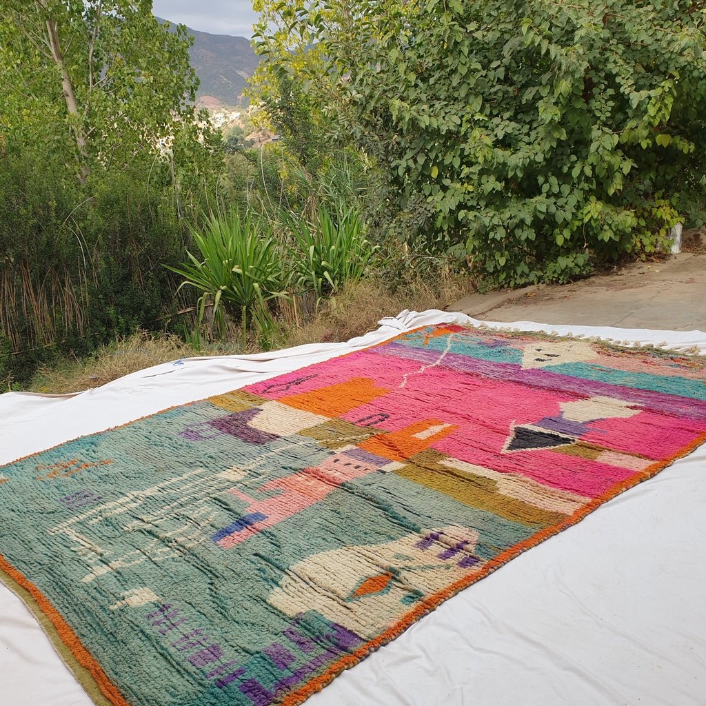 Chinda | MOROCCAN RUG BOUJAD | Moroccan Berber Rug | Colorful Rug Moroccan Carpet | Authentic Handmade Berber Living room Rugs | 13x9'32 Ft | 397x284 cm - OunizZ