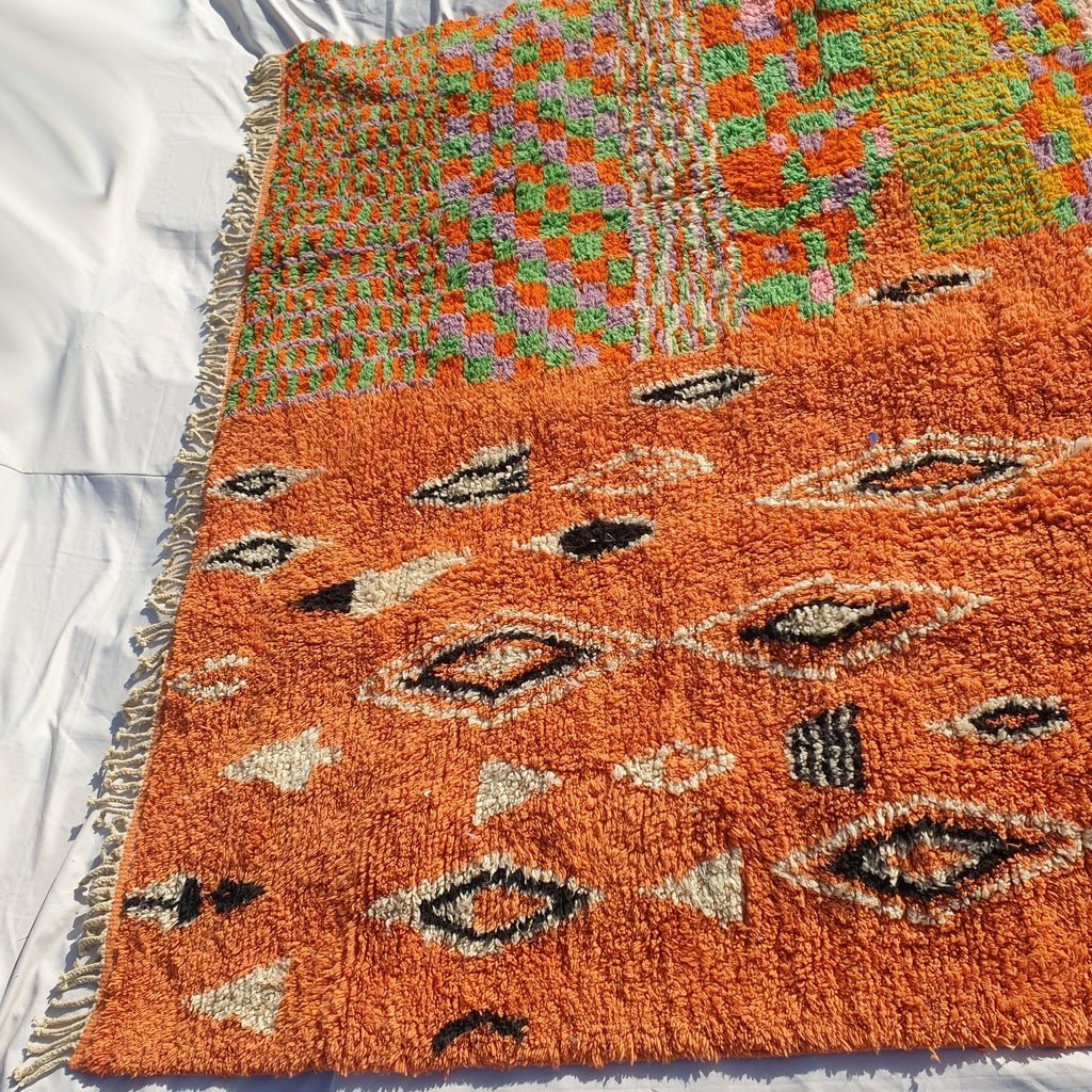 Customized Handcrafted BENI MOROCCAN RUG | Dye Wool Authentic & Soft Rug | Berber Moroccan Rug | Moroccan Woolen Carpet IDIR | 9'x9’ Ft - OunizZ