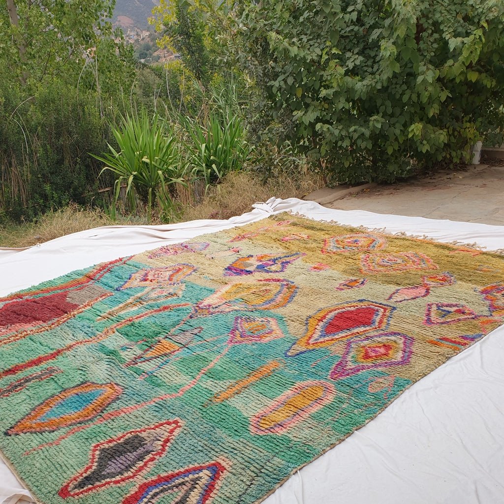 Fousta | MOROCCAN RUG BOUJAD | Moroccan Berber Rug | Colorful Rug Moroccan Carpet | Authentic Handmade Berber Living room Rugs | 12'80x10'23 Ft | 390x312 cm - OunizZ