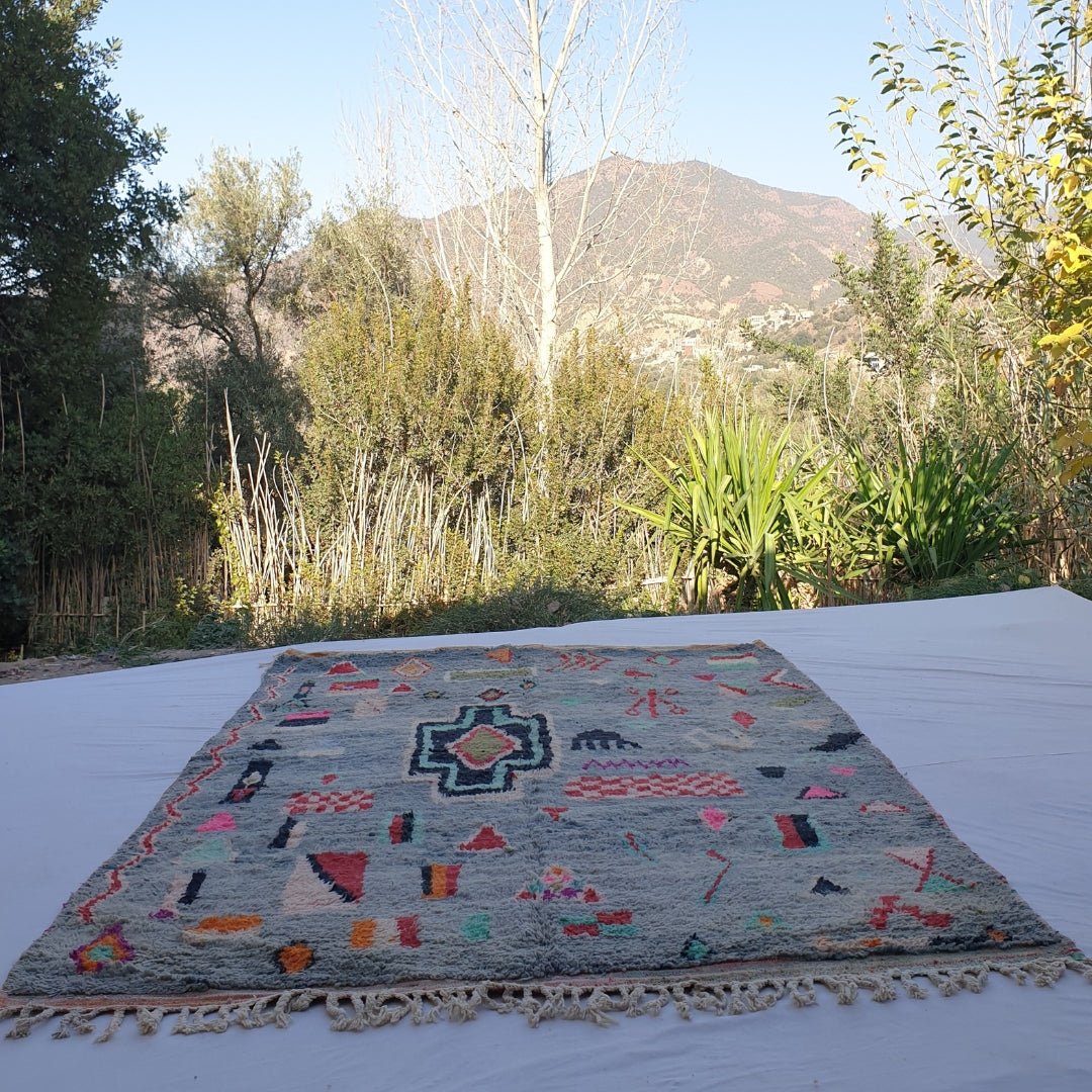 Gouraya - MOROCCAN RUG BOUJAD | Moroccan Berber Rug | Colorful Rug Moroccan Carpet | Authentic Handmade Berber Bedroom Rugs | 9'94x6'69 Ft | 303x204 cm - OunizZ