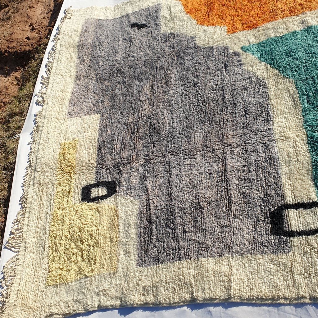 Handcrafted BENI MOROCCAN RUG | Dye Wool Authentic & Soft Rug | Berber Moroccan Rug | Moroccan Woolen Carpet Flora | 13'1x9'6 Ft | 4x2,92 m - OunizZ