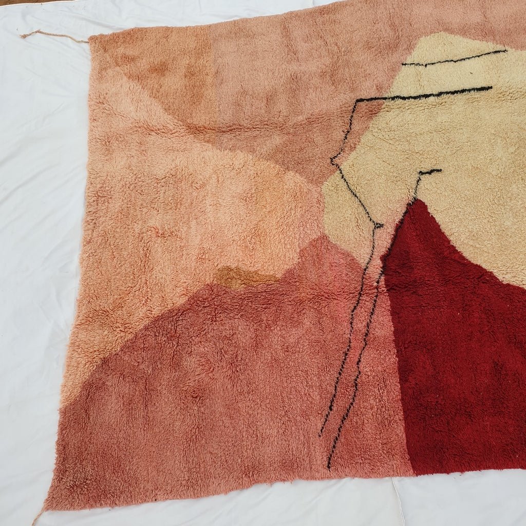 Handcrafted BENI MOROCCAN RUG | Dye Wool Authentic & Soft Rug | Berber Moroccan Rug | Moroccan Woolen Carpet KISSMI | 13'5x9'8 Ft | 4x3 m - OunizZ