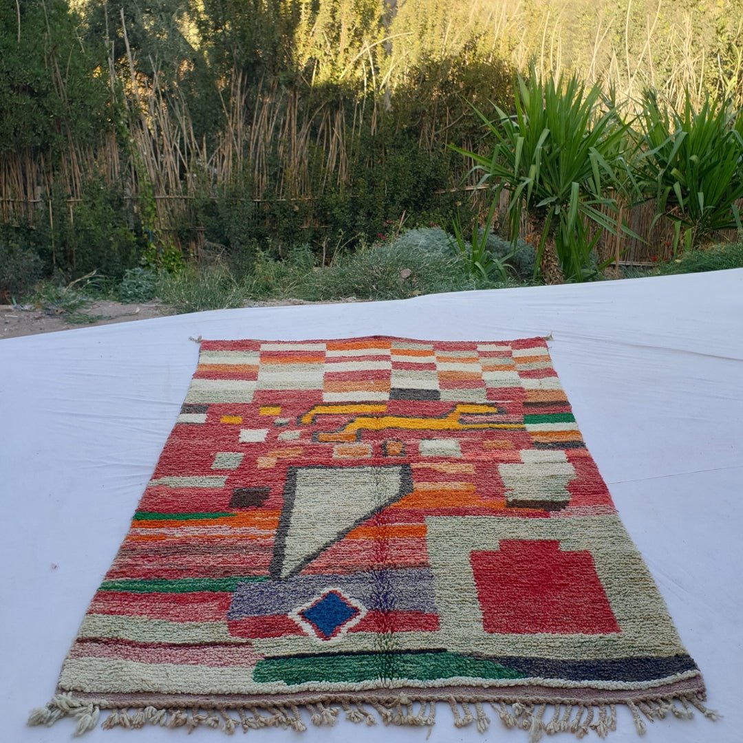 Hazza - MOROCCAN RUG BOUJAD | Moroccan Berber Rug | Colorful Rug Moroccan Carpet | Authentic Handmade Berber Bedroom Rugs | 8'89x5'48 Ft | 271x167 cm - OunizZ