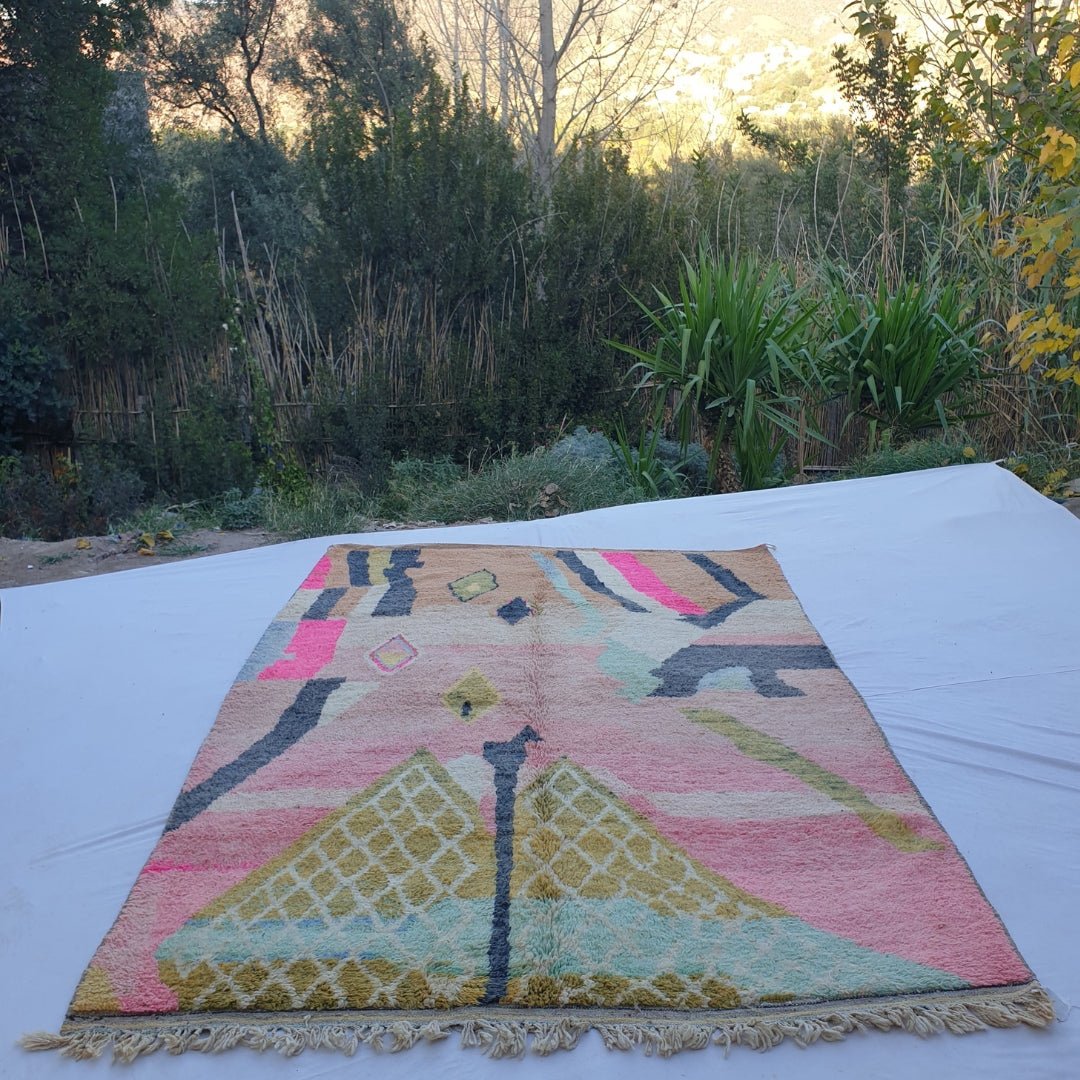 Ifoulki - MOROCCAN RUG BOUJAD | Moroccan Berber Rug | Colorful Rug Moroccan Carpet | Authentic Handmade Berber Bedroom Rugs | 10'10x7'08 Ft | 308x216 cm - OunizZ