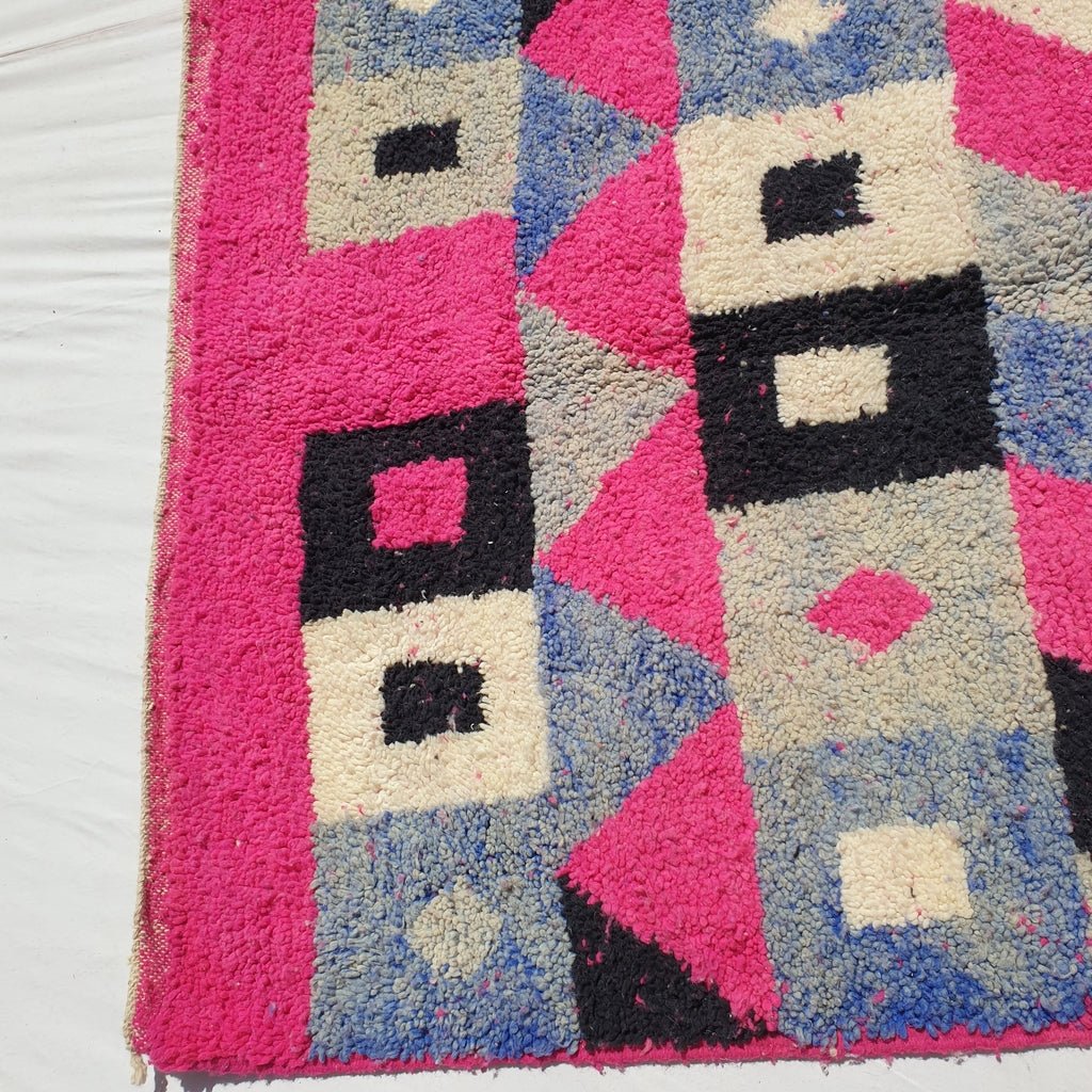 Kachaa - Moroccan Boujad Berber Rug | Colorful Authentic Handmade Bedroom Rug | 8'7x4'8 Ft | 2,65x1,45 m - OunizZ