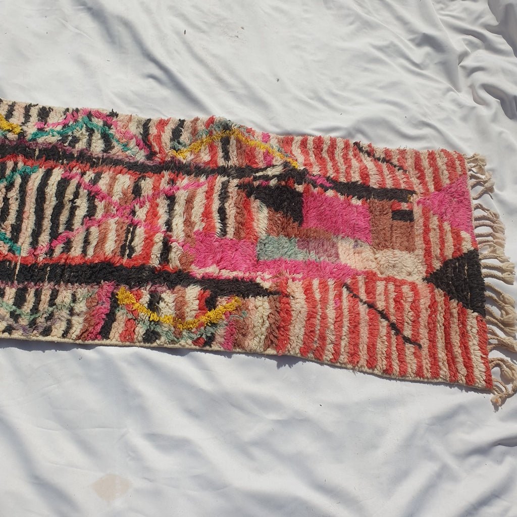 LAMTEL Runner | 19'7x2'8 Ft | 6x0,86 m | Moroccan Colorful Rug | 100% wool handmade - OunizZ