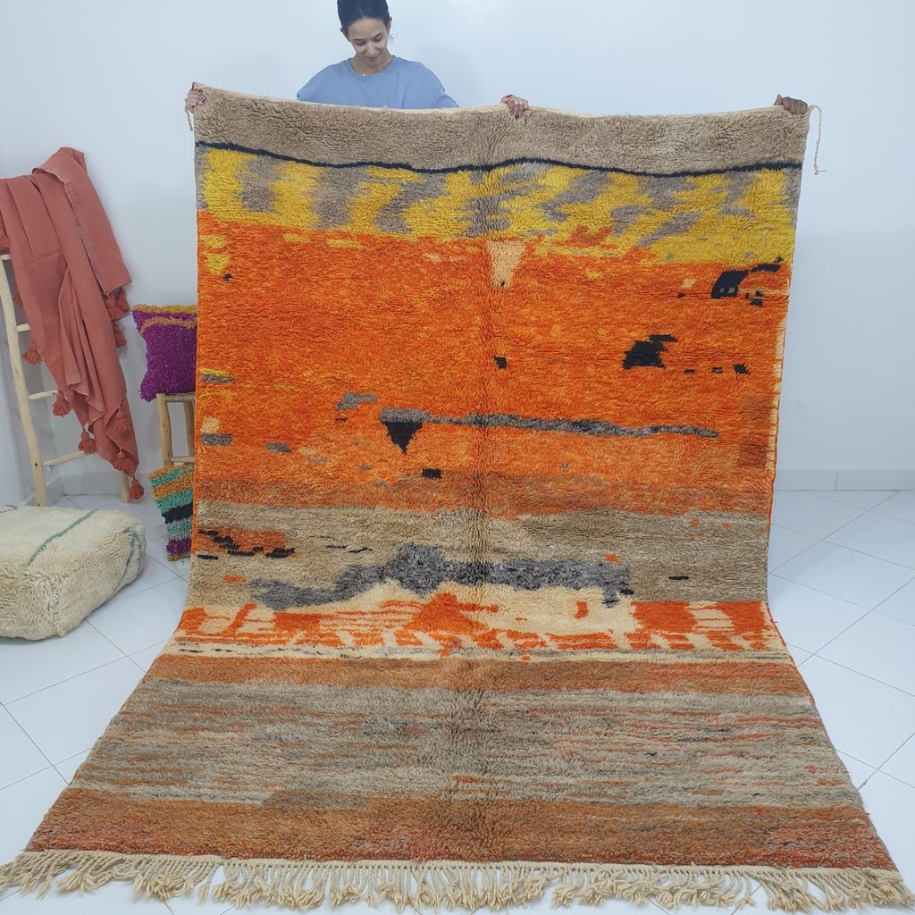 MALIKA (Ultra Fluffy Beni rug) | 9'7x7 Ft | 2,96x2,12 m | Moroccan Beni Mrirt Rug | 100% wool handmade - OunizZ