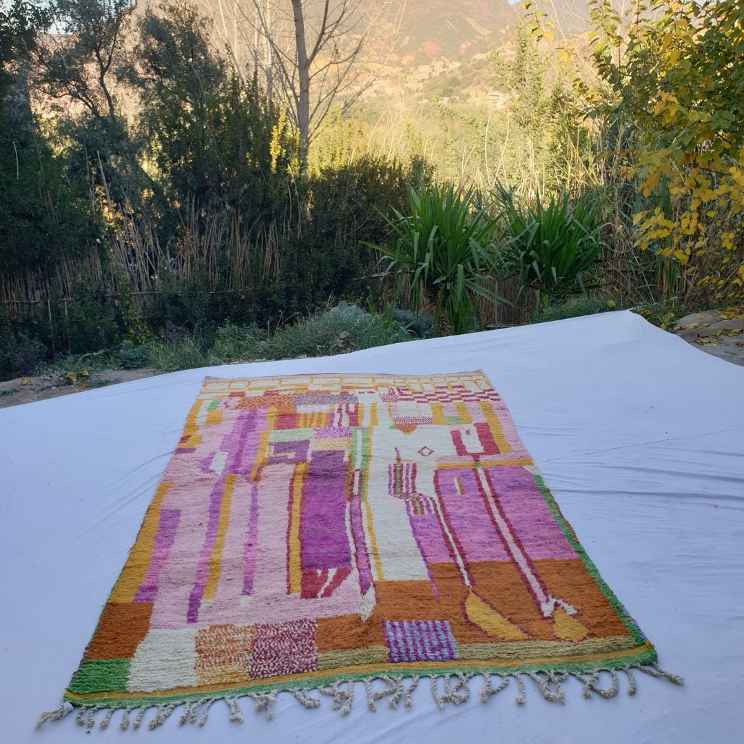 Mimuna - MOROCCAN RUG BOUJAD | Moroccan Berber Rug | Colorful Rug Moroccan Carpet | Authentic Handmade Berber Bedroom Rugs | 9'94x6'20 Ft | 303x189 cm - OunizZ