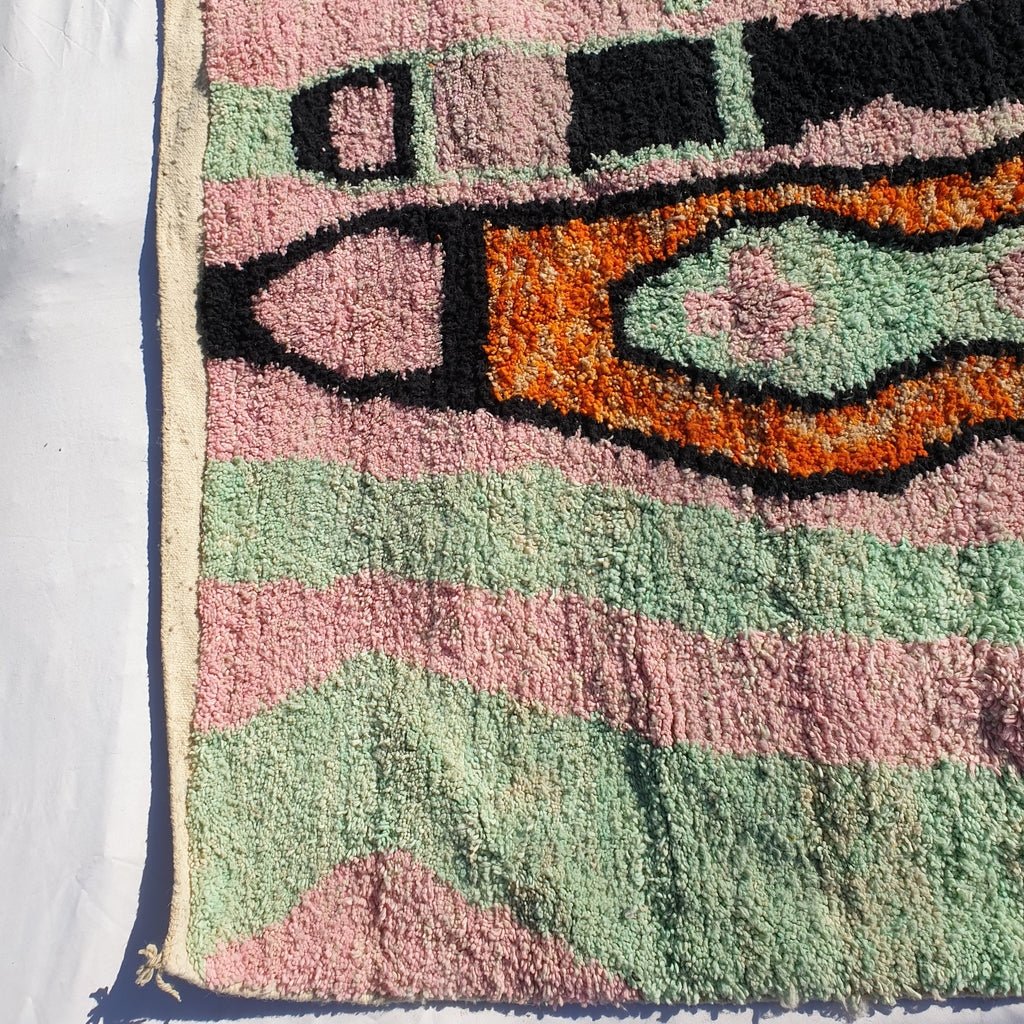 MOROCCAN BOUJAAD RUG | Moroccan Berber Rug | Colorful Rug Moroccan Carpet | Authentic Handmade Berber Bedroom Rugs | 10'2'7x6'7 Ft | 312x204 cm - OunizZ