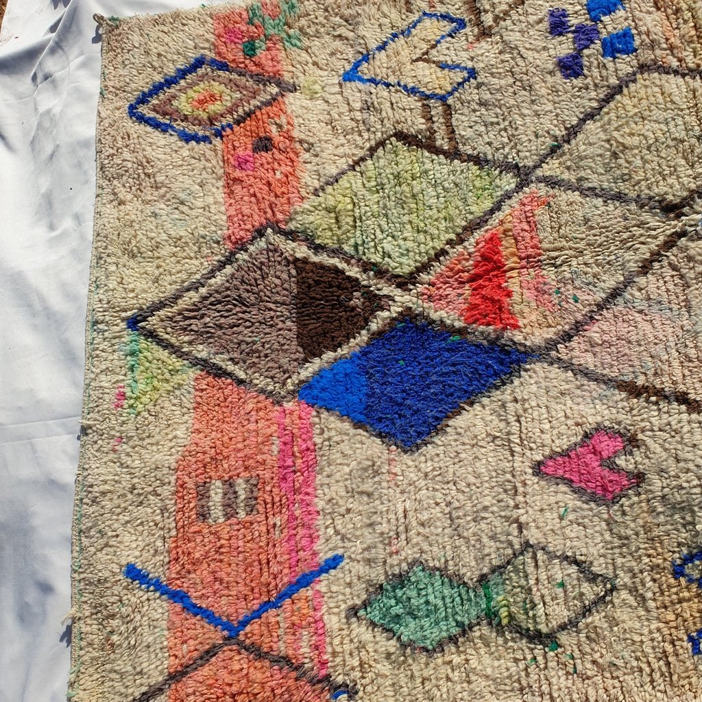 MOROCCAN BOUJAAD RUG | Moroccan Berber Rug | Colorful Rug Moroccan Carpet | Authentic Handmade Berber Bedroom Rugs | 9'2x5'6 Ft | 2,81x1,70 m - OunizZ