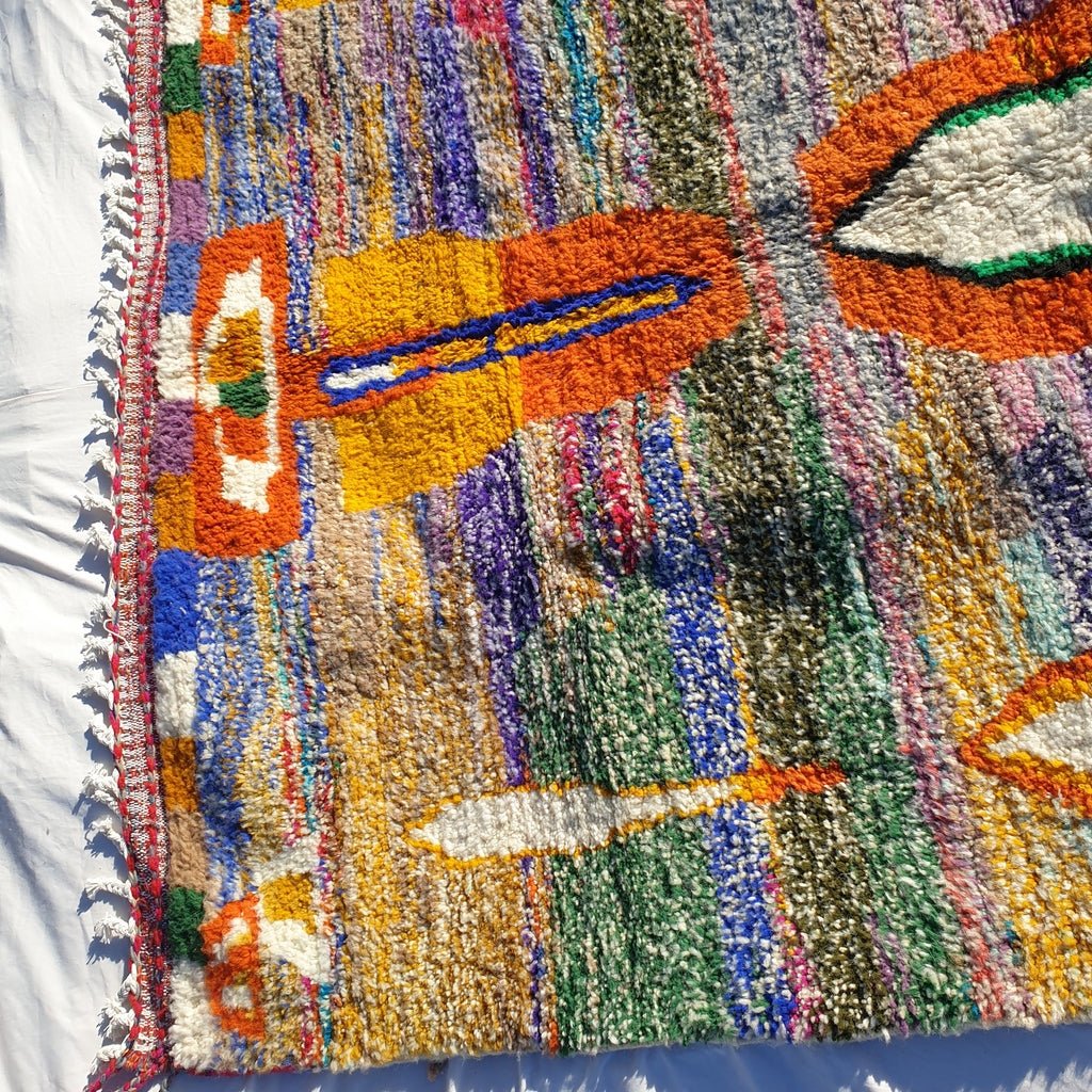 MOROCCAN BOUJAAD RUG | Moroccan Berber Rug | Colorful Rug Moroccan Carpet | Authentic Handmade Berber Bedroom Rugs | 9'6x6'4 Ft | 293x194 cm - OunizZ