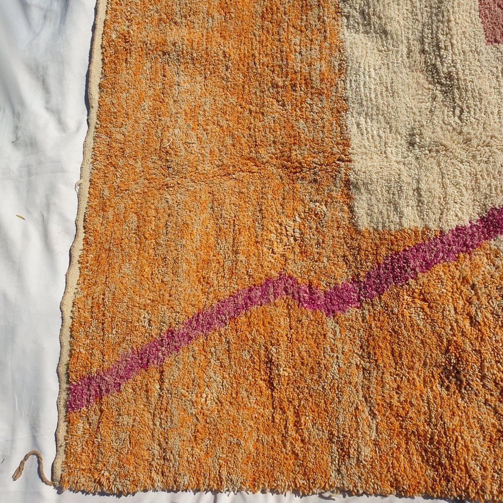 MOROCCAN BOUJAAD RUG | Moroccan Berber Rug | Orange & Pink Rug Moroccan Carpet | Authentic Handmade Berber Bedroom Rugs | 9'6x6'5 Ft | 2,94x1,98 m - OunizZ