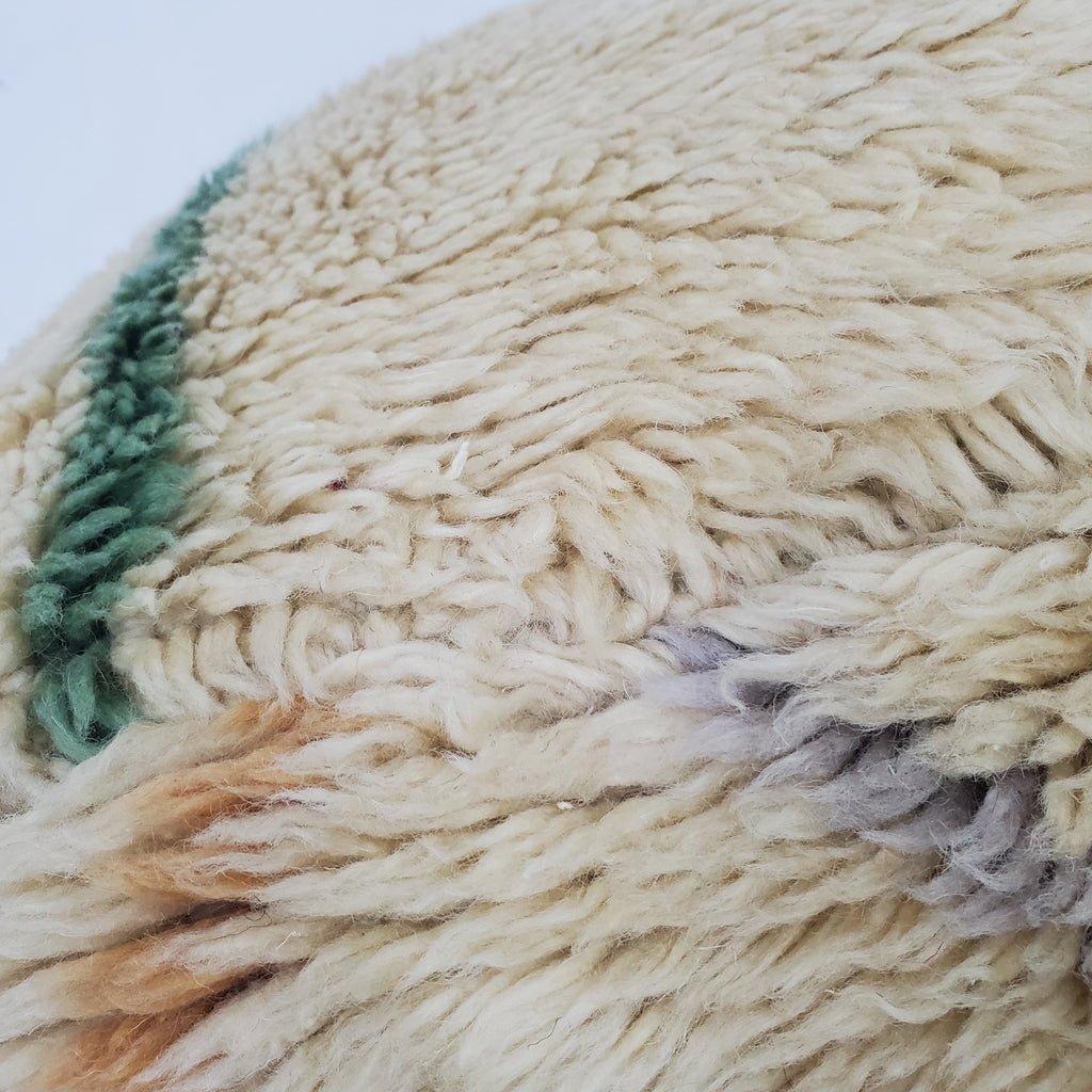 Moroccan pouf | Floor rug cushion | Moroccan ottoman | Floor wool pouf - OunizZ