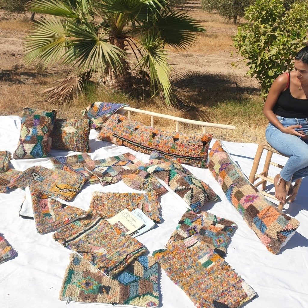 Moroccan Rug Cushion Covers - Moroccan Rug Pillow - Handmade Moroccan rug Pillow Cover - Wool cushion covers - Moroccan handmade pillow cover - OunizZ