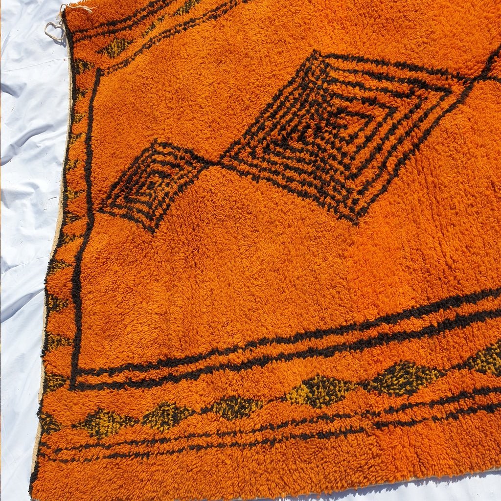 Moroccan Rug Orange Boujaad | 9x8 Ft | 2,80x2,46 m | PICATA | 100% wool handmade - OunizZ