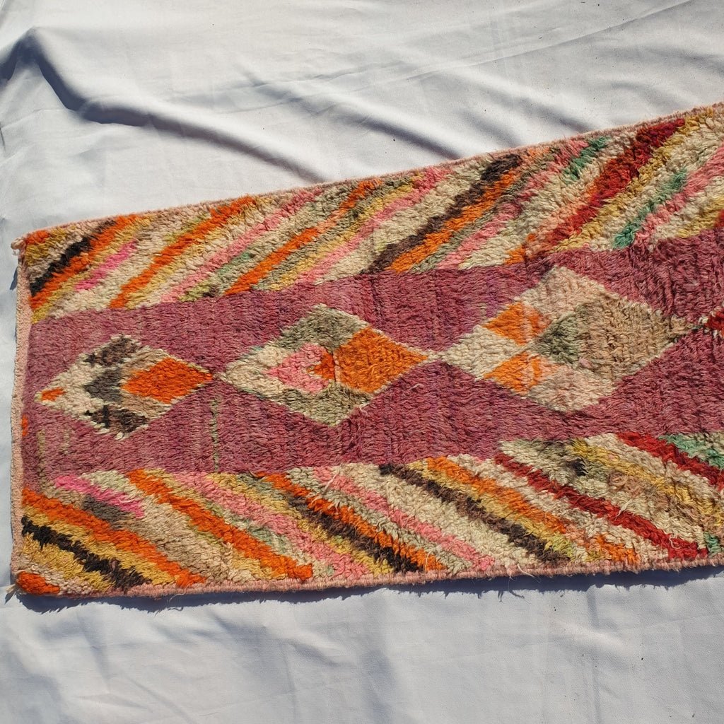 Moroccan Runner Rug | Authentic Boujaad Runner | Colorful Wool Rug | Berber Runner | Hallway Runner | 9'5 x 2'4 Ft | 291x72 cm - OunizZ