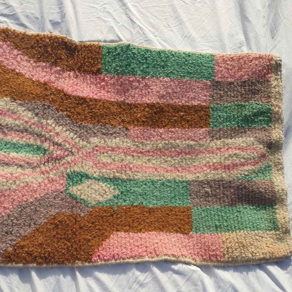 Moroccan Runner Rug | Authentic Boujaad Runner | Colorful Wool Rug | Berber Runner | Lightweight | Hallway Runner | Geometric | 11'2 x 2'4 Ft | 342x72 cm - OunizZ