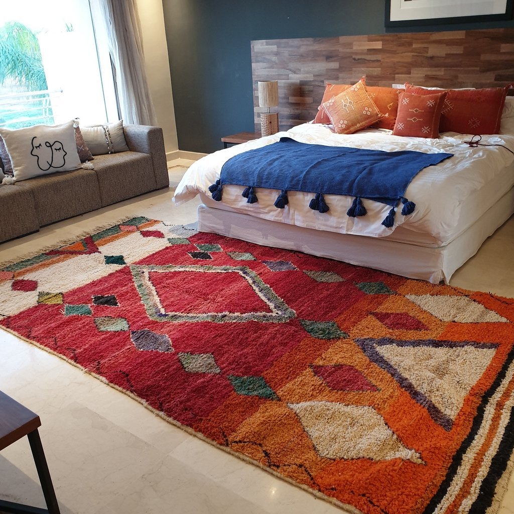 OCASO | 11'5x6 Ft | 3,50x1,85 m | Moroccan Colorful Rug | 100% wool handmade - OunizZ