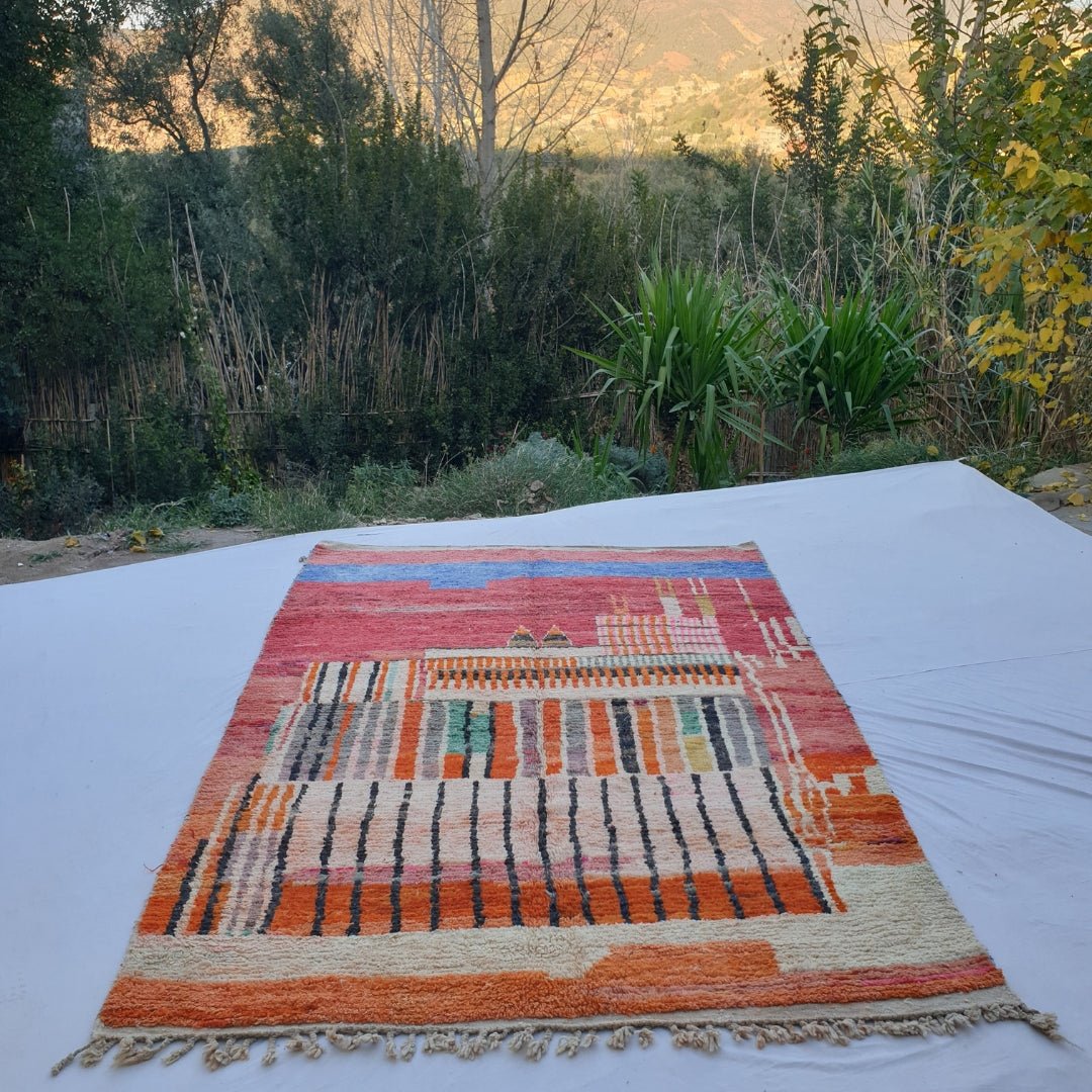 Tanila - MOROCCAN RUG BOUJAD | Moroccan Berber Rug | Colorful Rug Moroccan Carpet | Authentic Handmade Berber Bedroom Rugs | 10'13x6'62 Ft | 309x202 cm - OunizZ