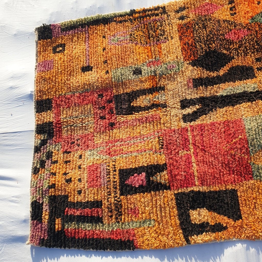 Zadaina - Moroccan Rug Boujad | Colorful Authentic Berber Handmade Bedroom Rug | 8x5 Ft | 2,45x1,52 m - OunizZ