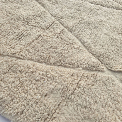 Chaika - Elfenbein Beige Beni Ourain Teppich - Klassisches Rautengitter Geschnitztes Relief Marokkanischer Berber Teppich | 207x281 cm