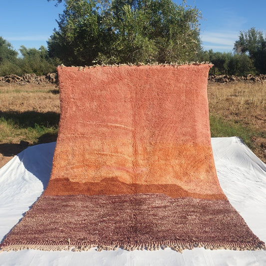 Lavme | Peach Rosa marockansk matta 6x9 Beni Ourain Ultra Soft | Äkta Berberull Beni Matta | 6'92x9'71 Ft | 211x296 cm