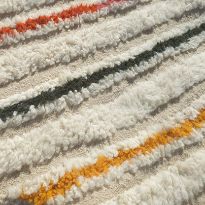 Jonat - Witte Beni Ourain Loper - Kleurrijke Diagonale Strepen Marokkaans Berber Gangkleed | 73x296 cm