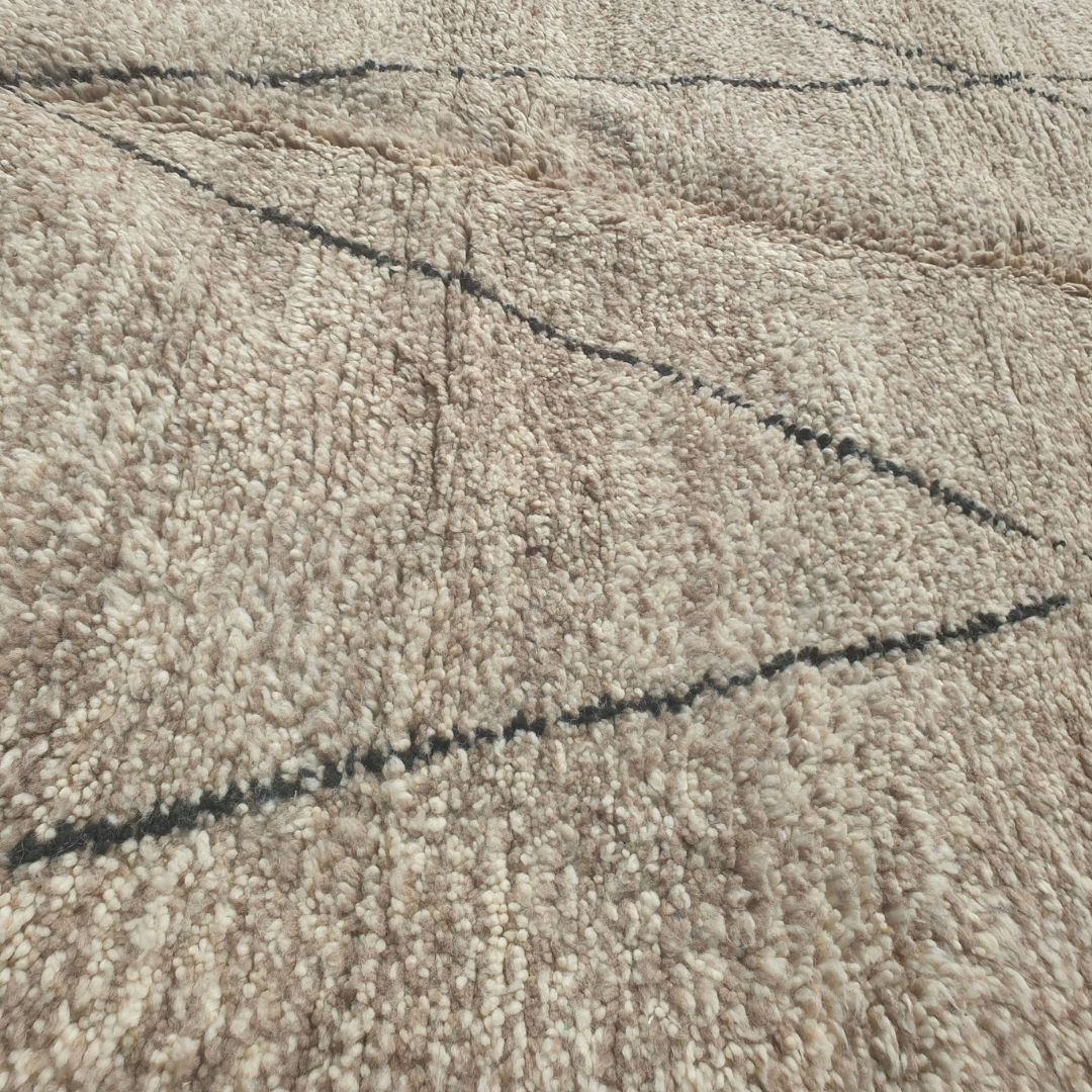 Wirafa - Tapis Beni Ouarain Losange Classique en Avoine - Tapis Berbere Tisse Main | 162x249 cm