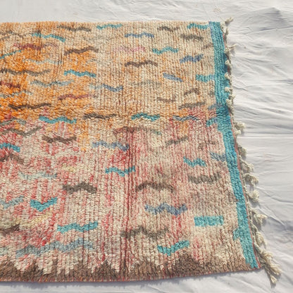 Yajina - Tapis Marocain Boujad Rose & Sarcelle avec Motif Chameau et Zigzag - Tapis Berbere Tisse Main | 186x306 cm