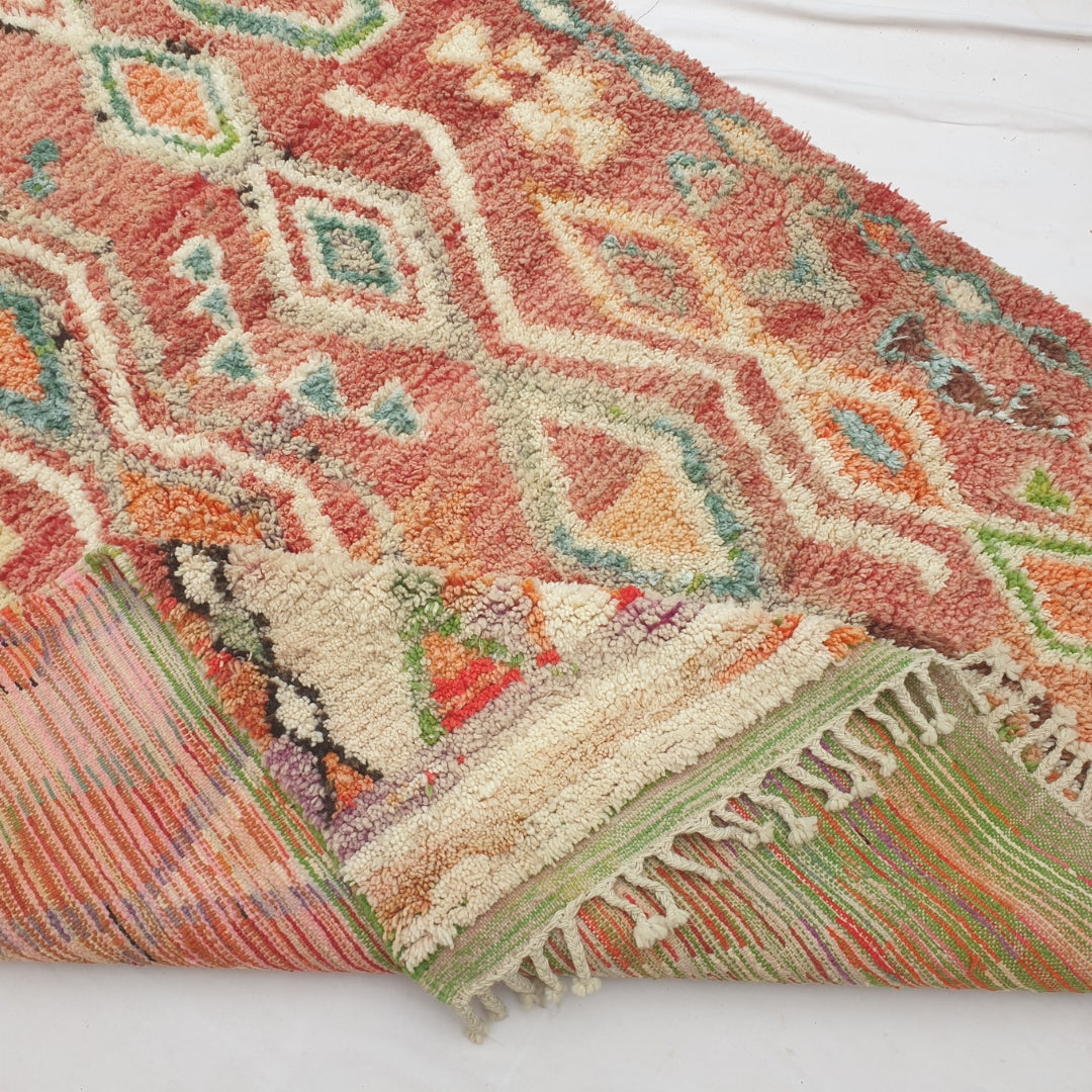 Bizri - Terrakotta Marokko-Teppich mit Klassischem Diamant-Gittermuster - Handgewebter Berberteppich | 194x304 cm