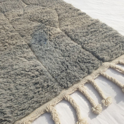 Minayta - Grey Taupe Beni Ourain Accent Rug with Abstract Architectural Line Art - Small Moroccan Berber Carpet | 3'3"x4'9" Ft | 100x145 cm