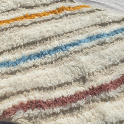 Jonat - Witte Beni Ourain Loper - Kleurrijke Diagonale Strepen Marokkaans Berber Gangkleed | 73x296 cm