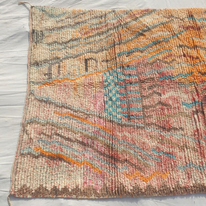 Yajina - Tapis Marocain Boujad Rose & Sarcelle avec Motif Chameau et Zigzag - Tapis Berbere Tisse Main | 186x306 cm