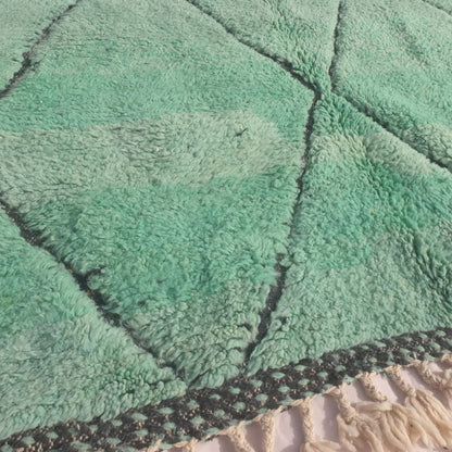 Makhda - Tapis Beni Ouarain Vert avec Motif Losange Classique - Tapis Berbere Tisse Main | 161x252 cm