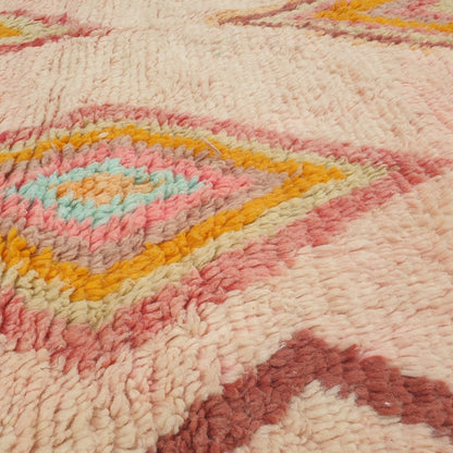Kasma - Pinkki & Vihrea Marokkolainen Matto Rohkealla Varilohko Timanttidesignilla - Kasinkudottu Berber Matto | 194x293 cm