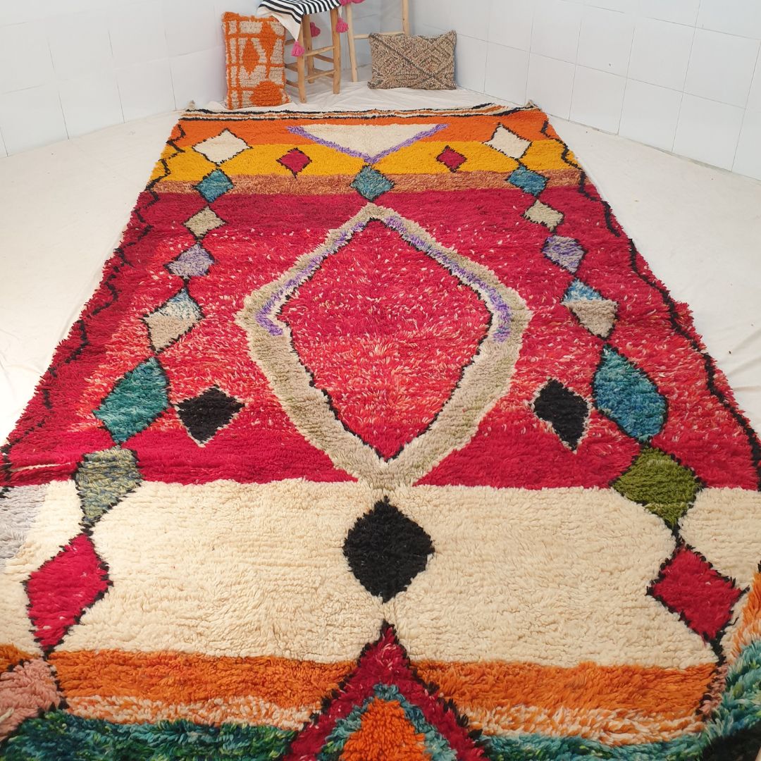 Räätälöity OCASO | 4,20x2,20 m | Marokon värikäs matto | 100% villaa käsintehty