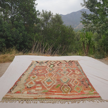Bizri - Terrakotta Marokko-Teppich mit Klassischem Diamant-Gittermuster - Handgewebter Berberteppich | 194x304 cm