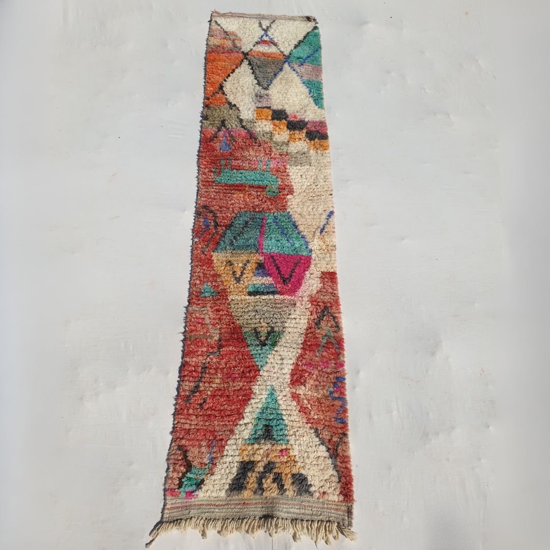 Achka Runner | Moroccan Hallway Runner Berber Boujad | 2'30x9'80 ft | 70x299 cm - OunizZ