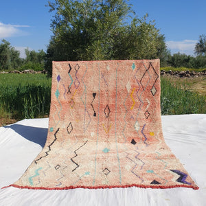 Adala - Pink Boujad Moroccan Rug 6x10 | Authentic Berber Handmade Living room Rug | 10x6'60 Ft | 305x201 cm - OunizZ