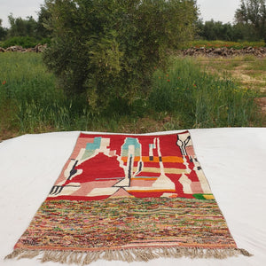 Adla - Red Boujad Moroccan Rug 6x9 | Authentic Berber Handmade Rug | 9'90x6'30 Ft | 302x193 cm - OunizZ