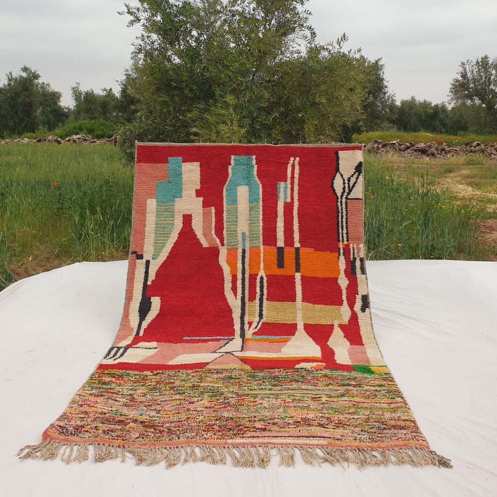 Adla - Red Boujad Moroccan Rug 6x9 | Authentic Berber Handmade Rug | 9'90x6'30 Ft | 302x193 cm - OunizZ