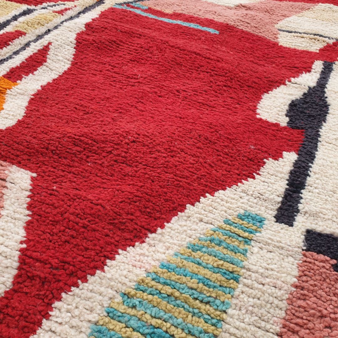 Adla - Red Boujad Moroccan Rug 6x9 | Authentic Berber Handmade Rug | 9'90x6'30 Ft | 302x193 cm - OunizZ