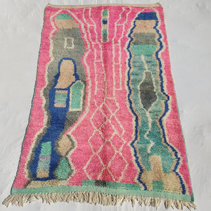 Akar - Pink Boujad Moroccan Rug 5x8 | Authentic Handwoven Berber Wool Carpet | 8'2x5'2 Ft | 2,50x1,58 m - OunizZ
