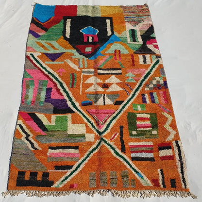 Anak- Orange Moroccan Rug 6x9 Boujad | Berber Handmade Wool Carpet | 6x9'2 Ft | 184x280 cm - OunizZ