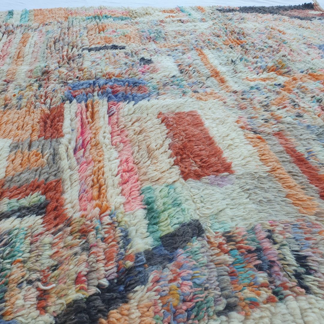 Anatali - Multicolored Abstract Boujad Rug 6x10 ft - Vibrant Handwoven Moroccan Berber Area Rug for Boho Living Room | 6'66x10'10 Ft | 203x308 cm - OunizZ
