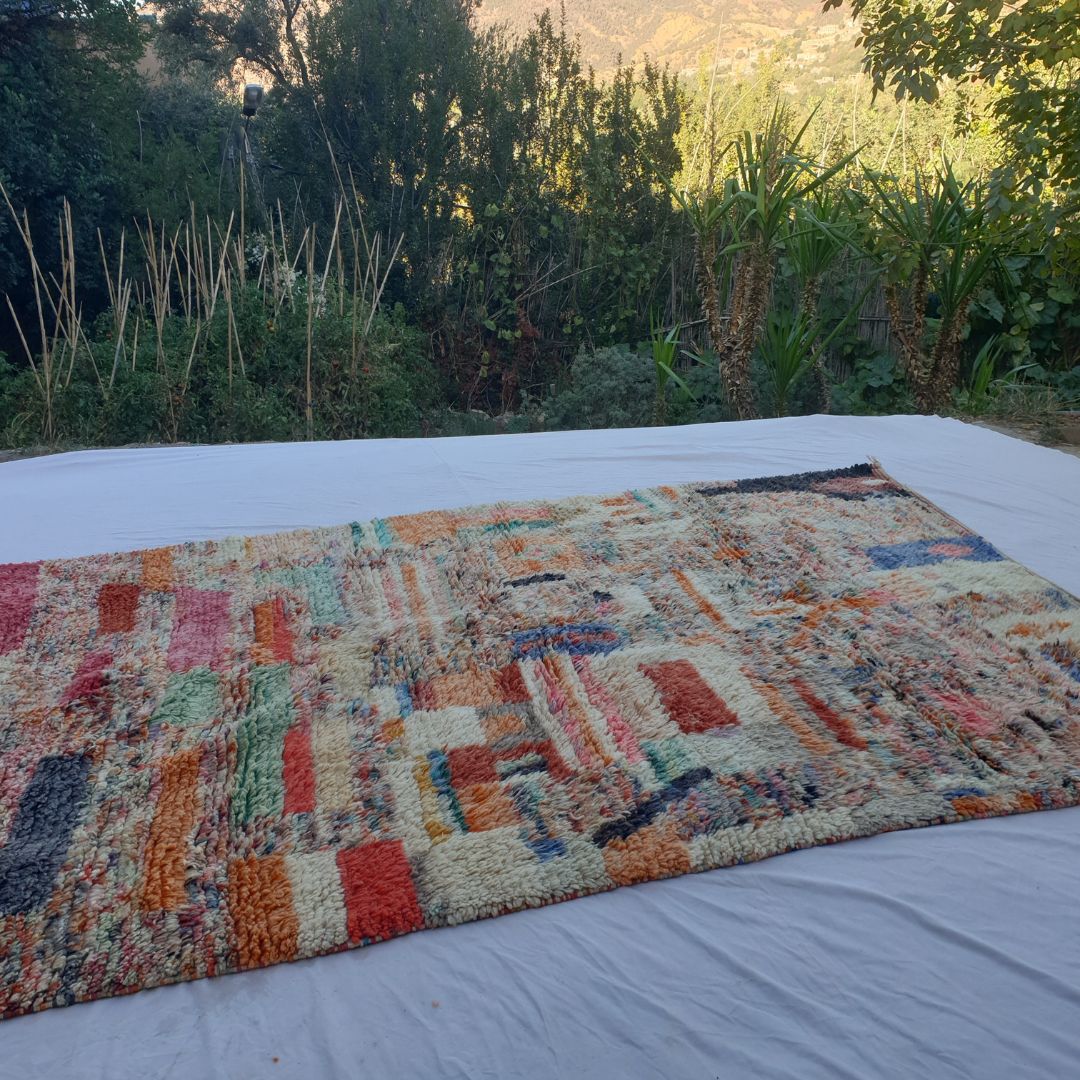 Anatali - Multicolored Abstract Boujad Rug 6x10 ft - Vibrant Handwoven Moroccan Berber Area Rug for Boho Living Room | 6'66x10'10 Ft | 203x308 cm - OunizZ
