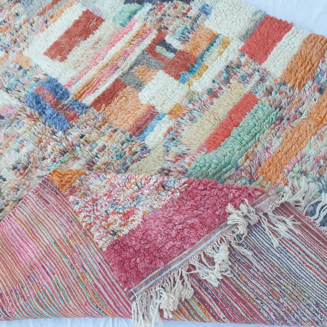 Anatali - Multicolored Abstract Boujad Rug 6x10 ft - Vibrant Handwoven Moroccan Berber Area Rug for Boho Living Room | 6'66x10'10 Ft | 203x308 cm - OunizZ